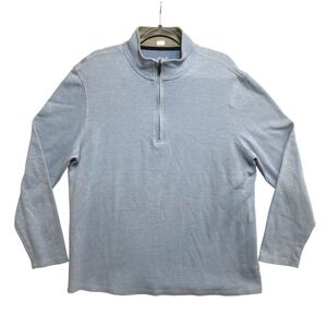 C&C California Sweater Mens XL Light Blue Textured Quarter Zip Pullover
